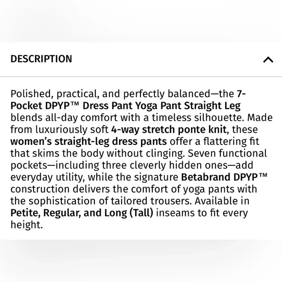 Betabrand Dark Charcoal Gray 7-Pocket Dress Pant Yoga Pant - Straight NWOT - Picture 8 of 10